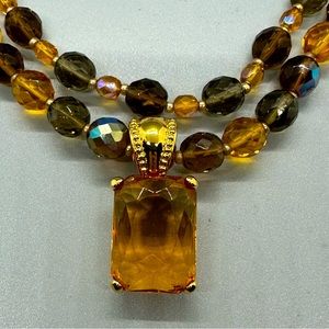 Joan Rivers Vintage Set Of Two European Crystal Glass Bead Necklaces w/Enhancer